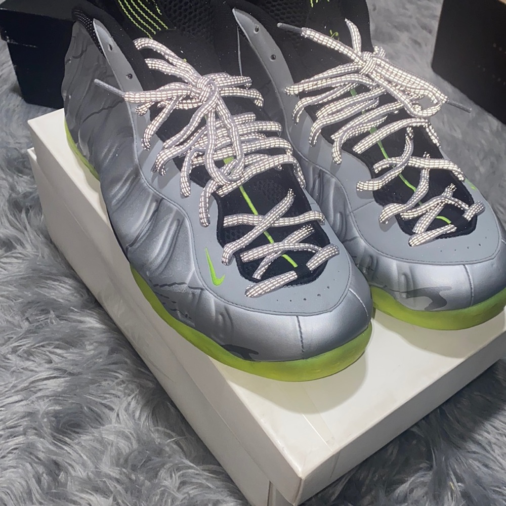 Lime green and gray Nike Foamposites